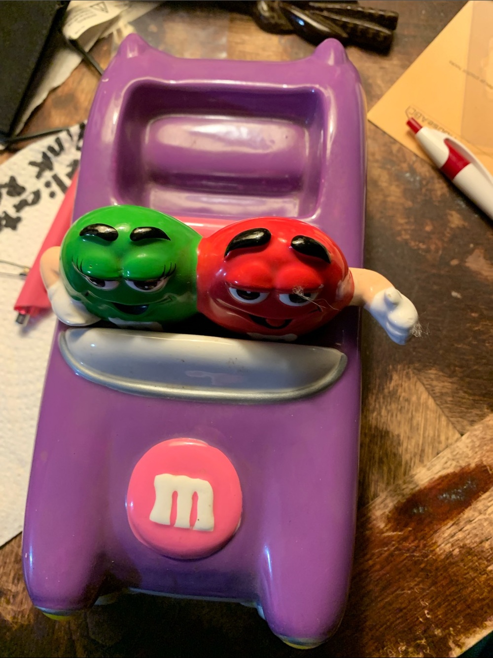 Collectible M&M'S Purple Toy Car with Red and Green M&M Characters - Picture 2 of 5
